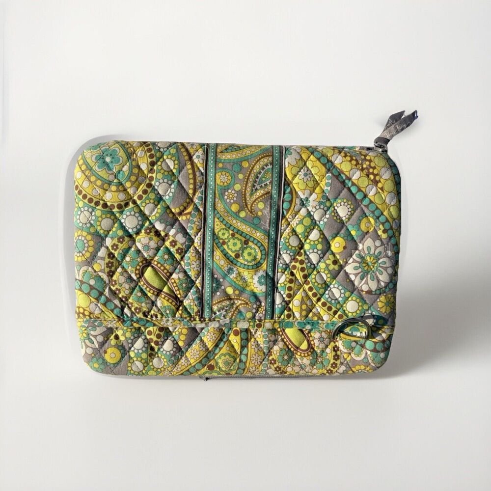 Vera Bradley Mini Laptop Bag Lemon Parfait Retired Quilted Paisley Yellow Green